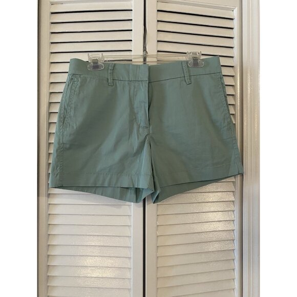 J. Crew Stretch Blue Green Dock Low-Rise Chino Shorts Sz 4 Casual Preppy - Picture 1 of 7